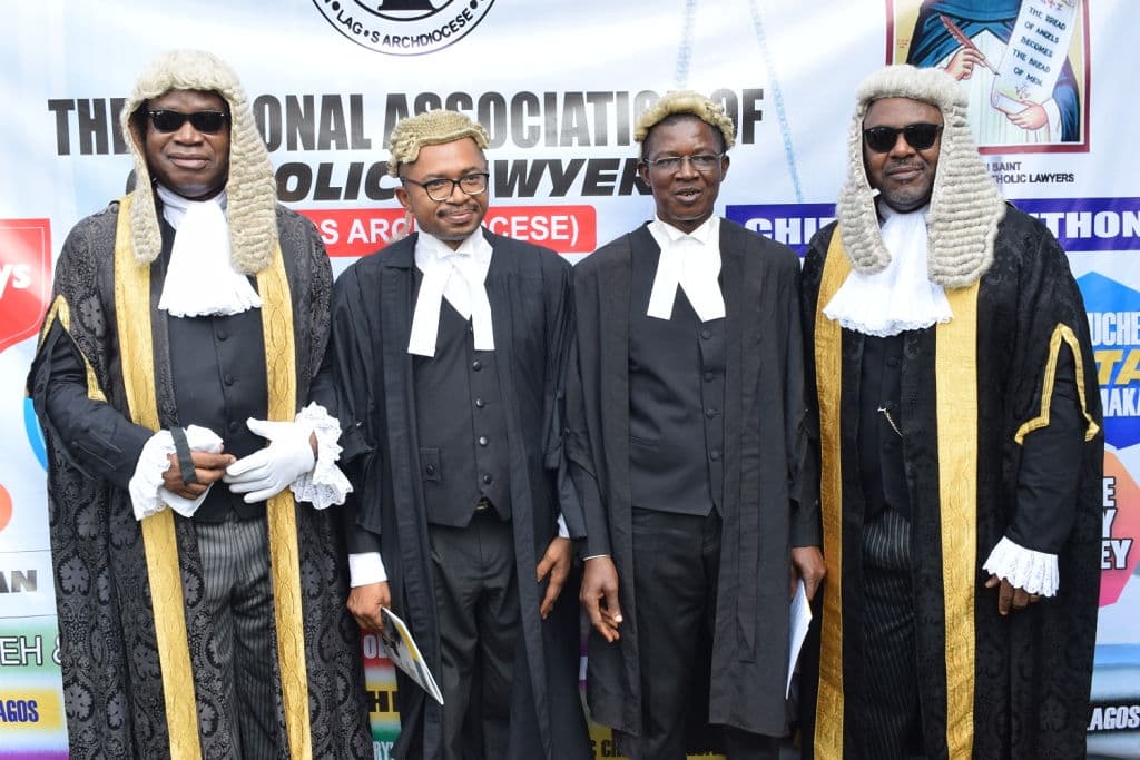 Members of the National Association of Catholic Lawyers, Lagos Archdiocese, in their robes